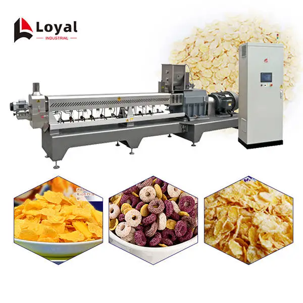 Self Cleaning Automatic Corn Flakes Making Machine Twin-Screw Extrusion For Cereal Flake