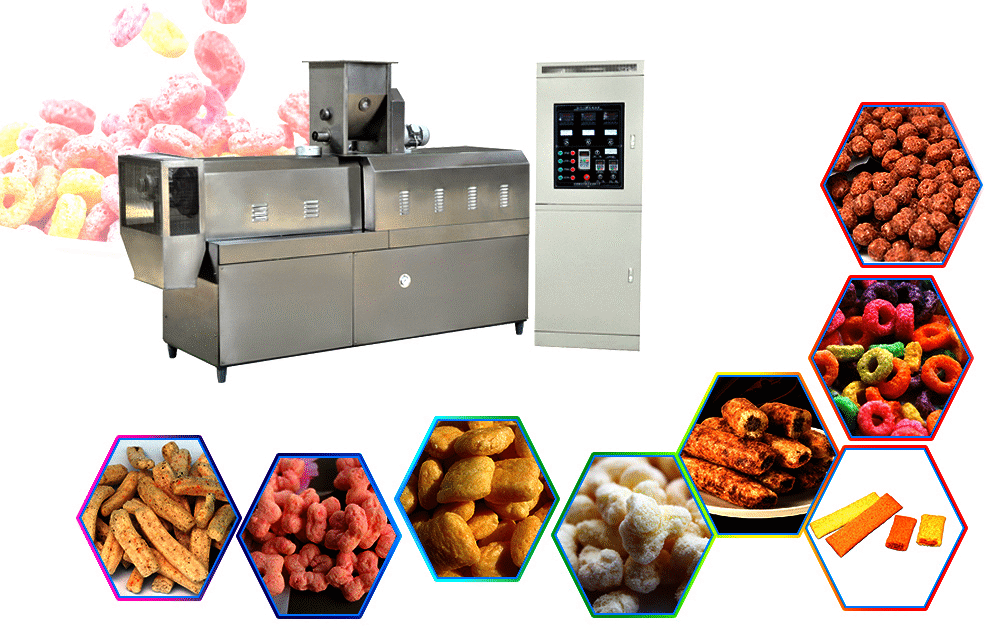 Automatic Twin Screw Extruder Machine Production Line snack extruder machine corn puff extruder machine