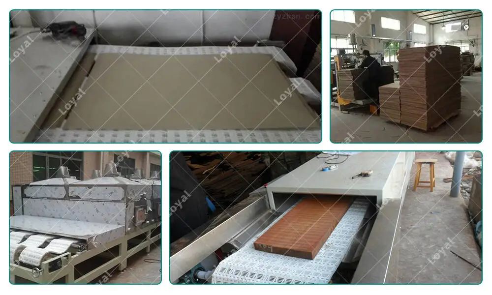 Test of&nbsp;Industrial Tunnel Sawdust Paper Cardboard Microwave Drying Machine in Customer‘s Workshop