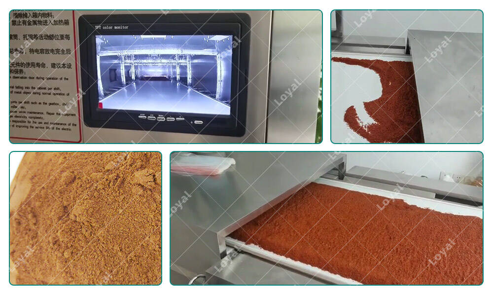  Continuous Paprika Powder Microwave Sterilization Drying Machine In Production Workshop&nbsp;
