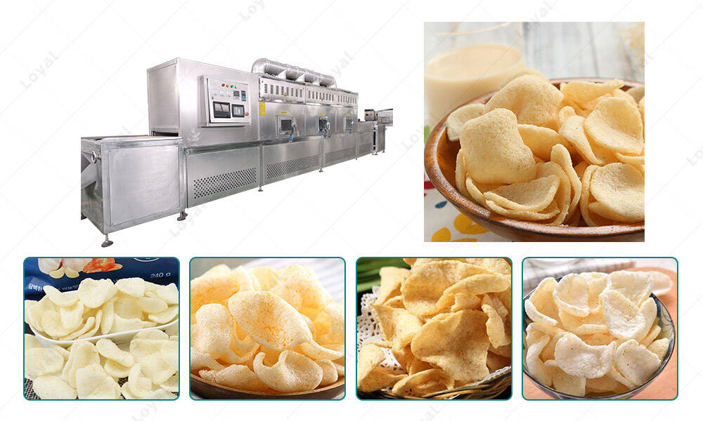 Application Of Tunnel Continuous Microwave Puffed Prawn Cracker Microwave&nbsp;Machine